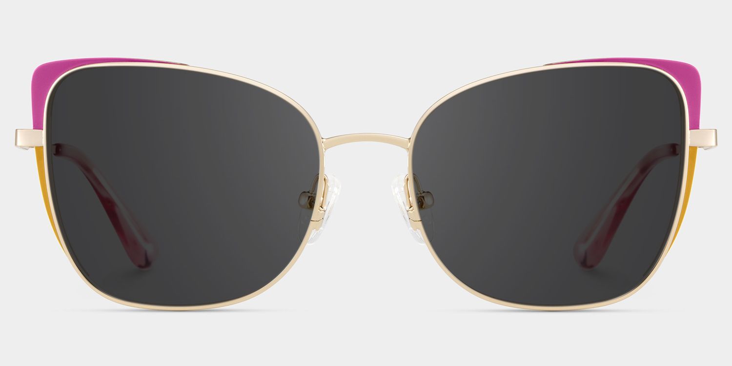 Tessa Pink Gold Frame Glasses with Cat eye Frame Online | ZEELOOL0