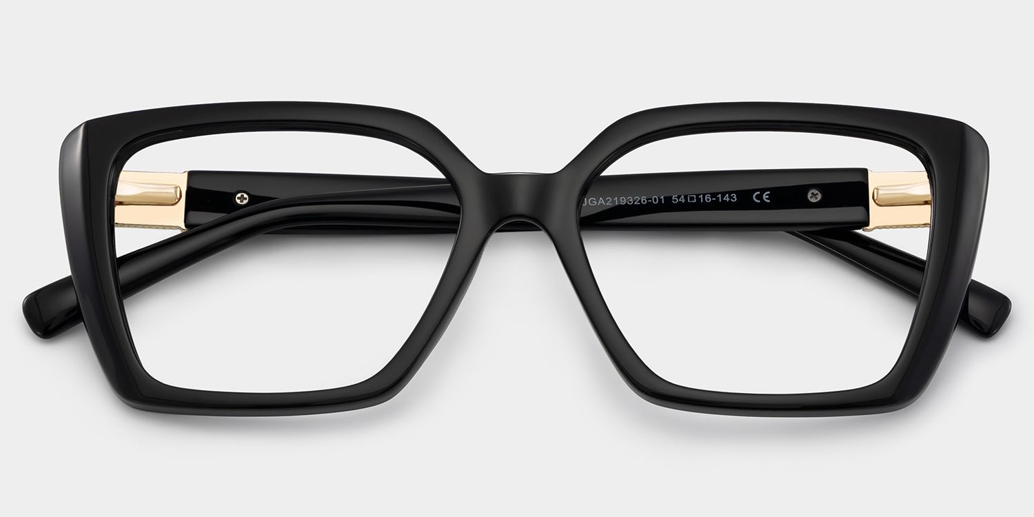 Emery Black Full Rim Geometric Eyeglasses | ZEELOOL2