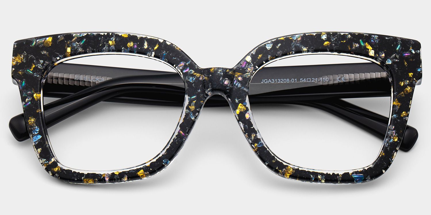 Renata Square Black Eyeglasses with Bling Frames | ZEELOOL2
