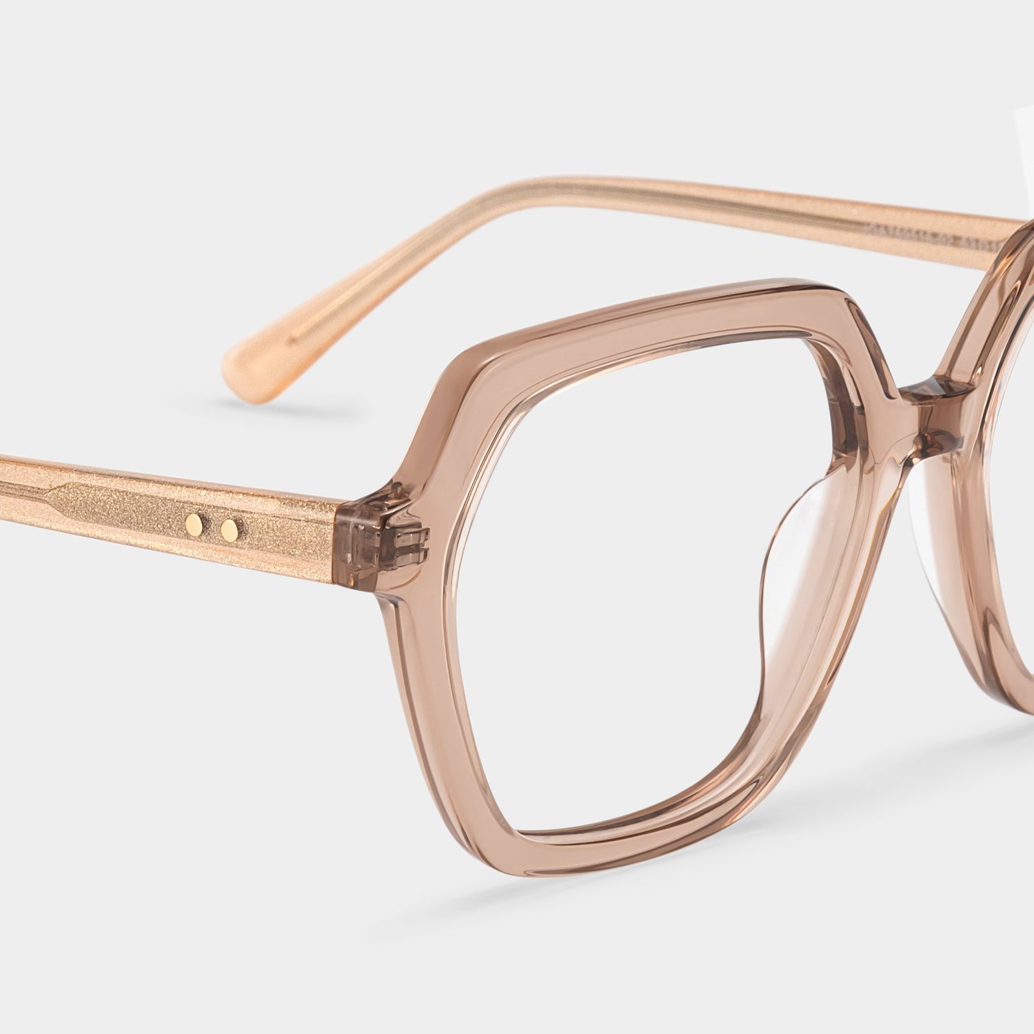 Devon Geometric Clear Beige Glasses with Sparkling Grey Orange Frame| ZEELOOL5