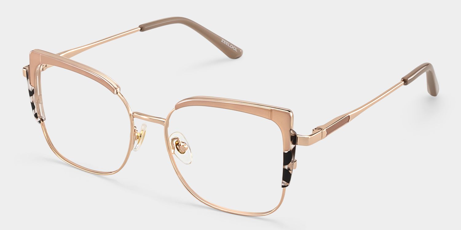 Khaki Tortoise Thin Frame Glasses With Metal Material3