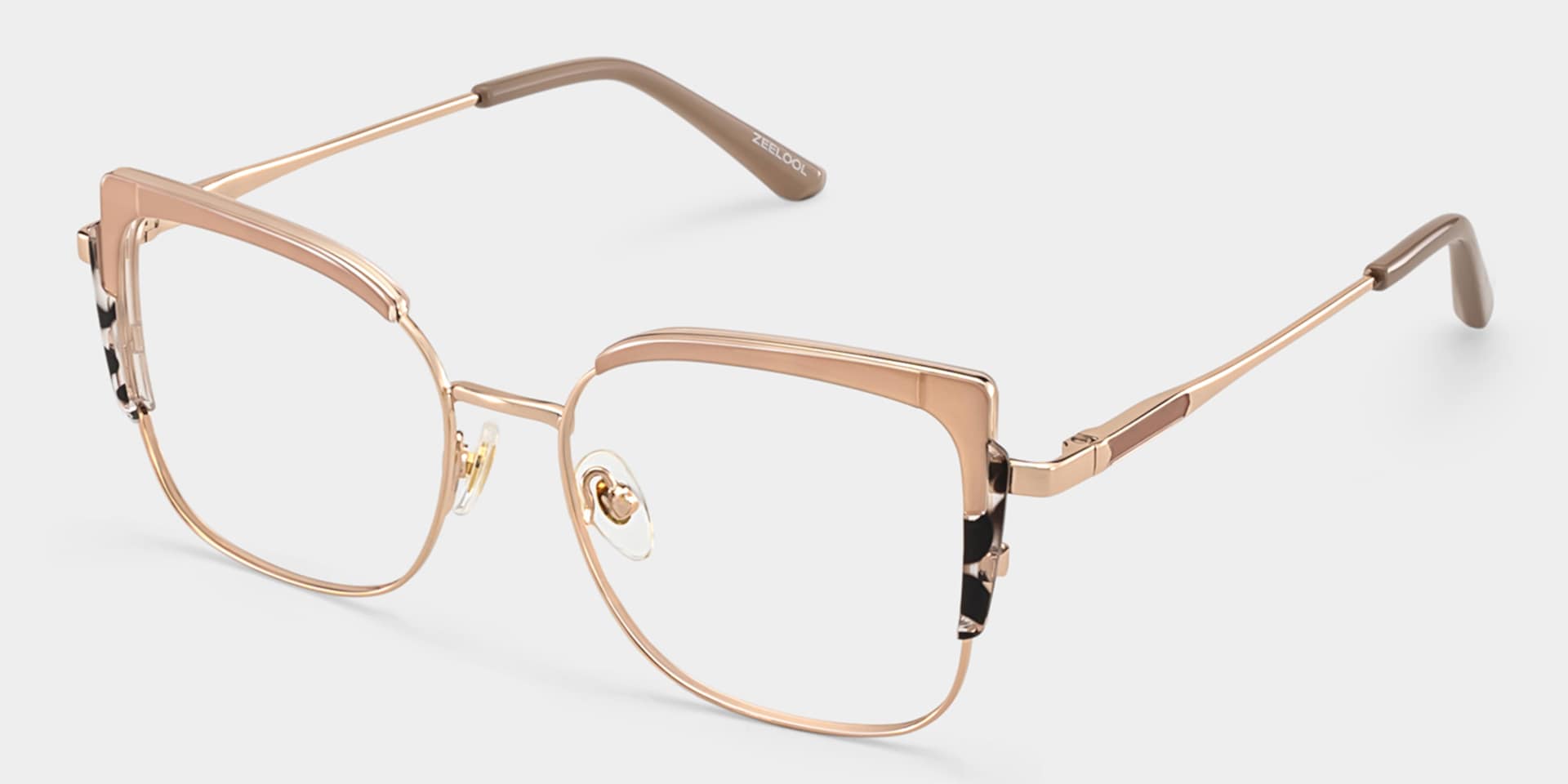 Khaki Tortoise Thin Frame Glasses With Metal Material3