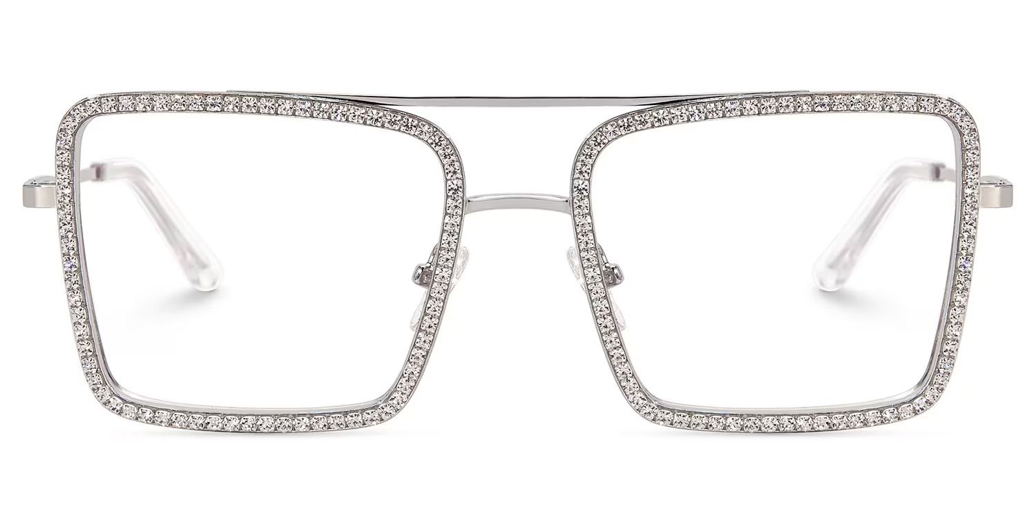Diva Sparkle Glitter Glasses, Silver Eyeglass Frames2
