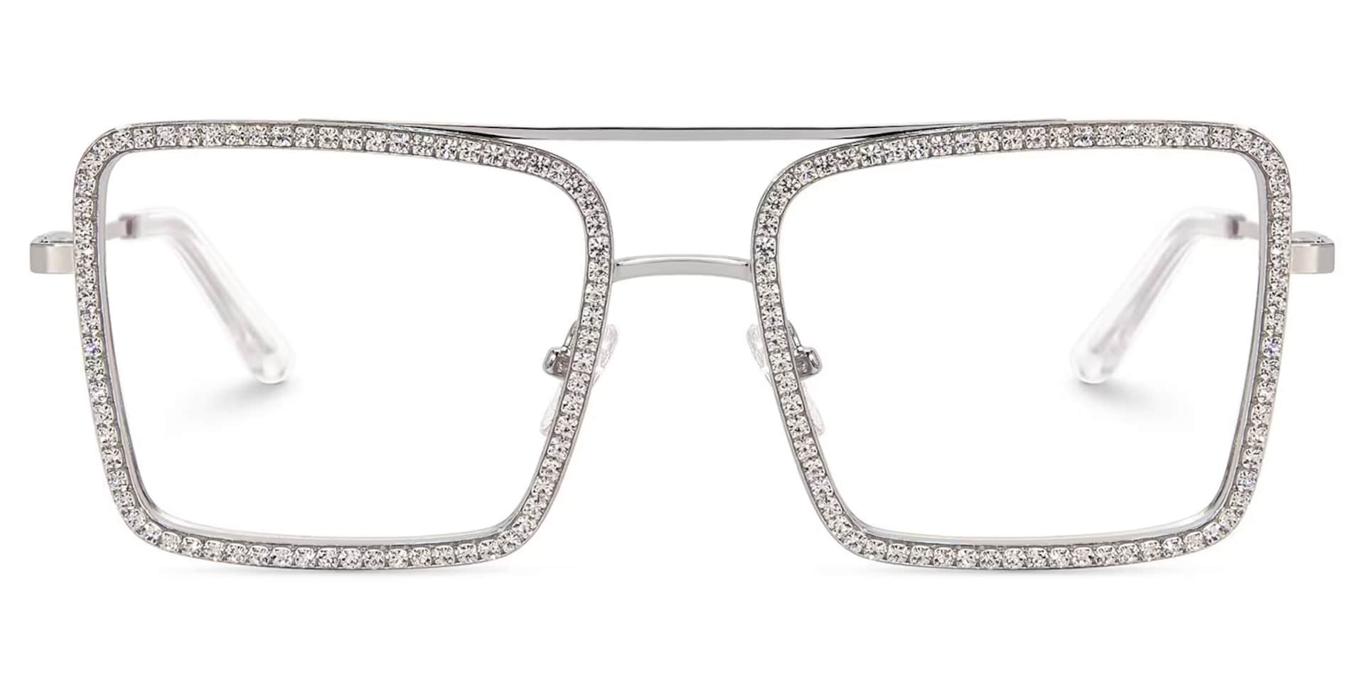 Diva Sparkle Glitter Glasses, Silver Eyeglass Frames2