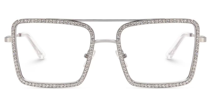 Diva Square Silver Glasses