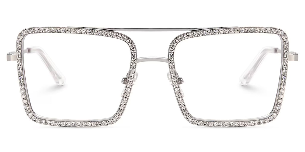 Diva Square Silver Glasses