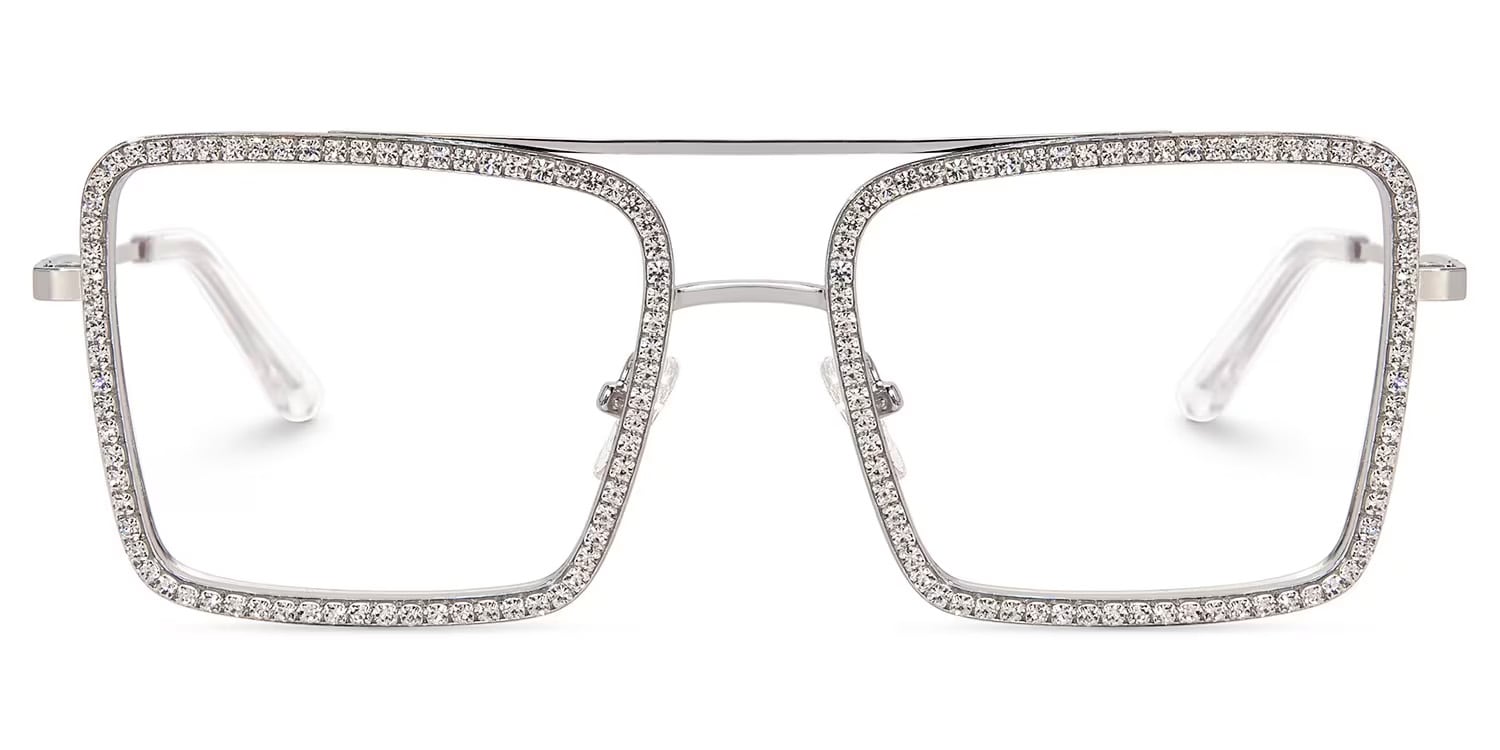Diva Square Silver Glasses