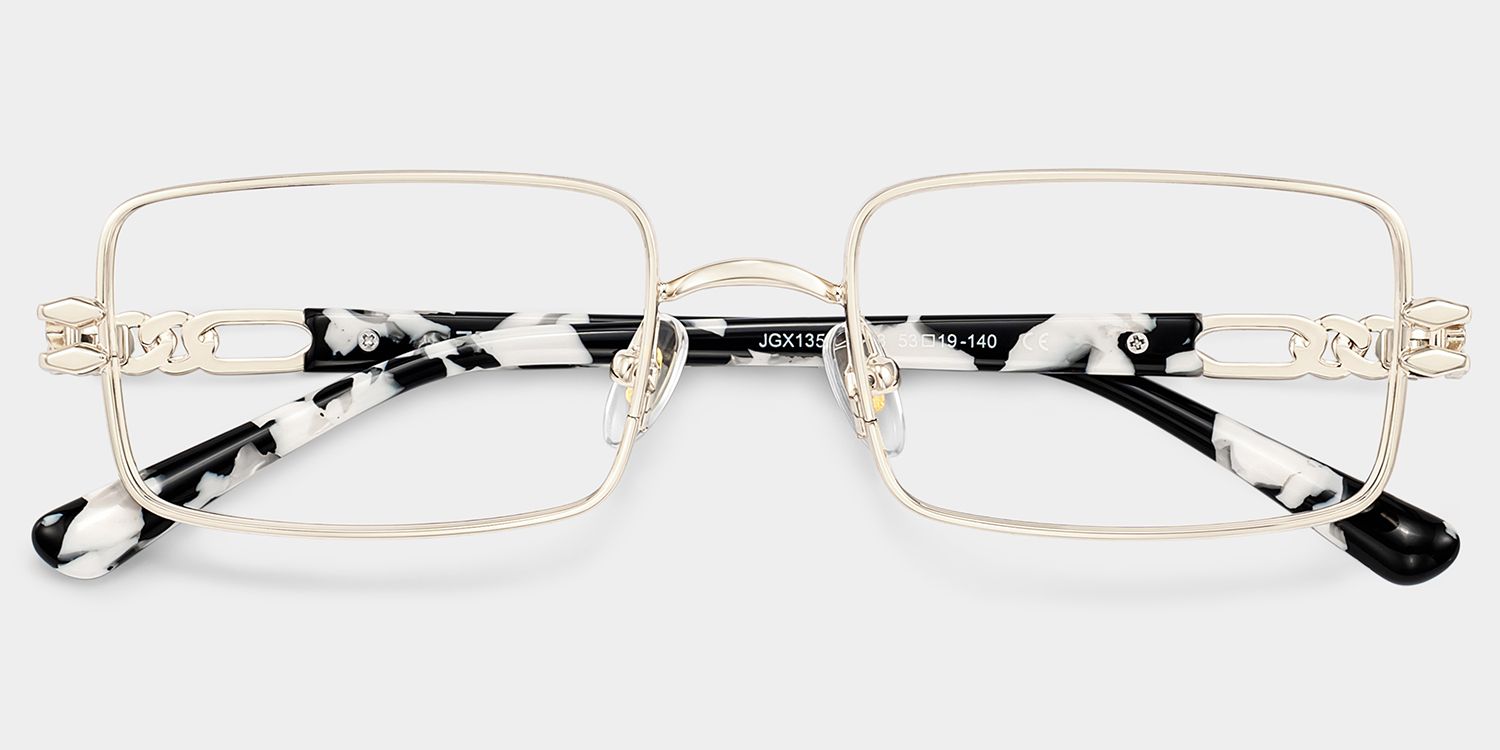 Olivia Light Gold Rectangle Glasses | ZEELOOL2