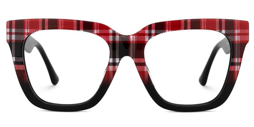 Boston Square Red-Plaid Glasses
