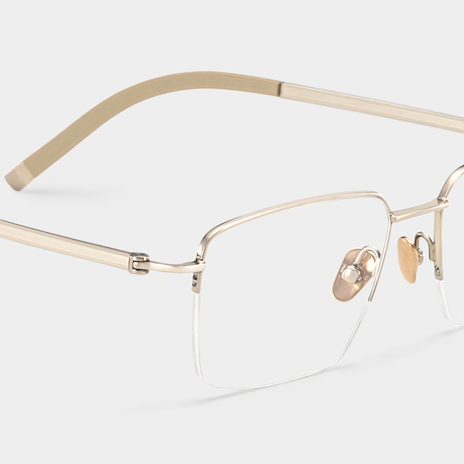 Carson Light Gold Semi Rimless Glasses in Titanium Frame | ZEELOOL5