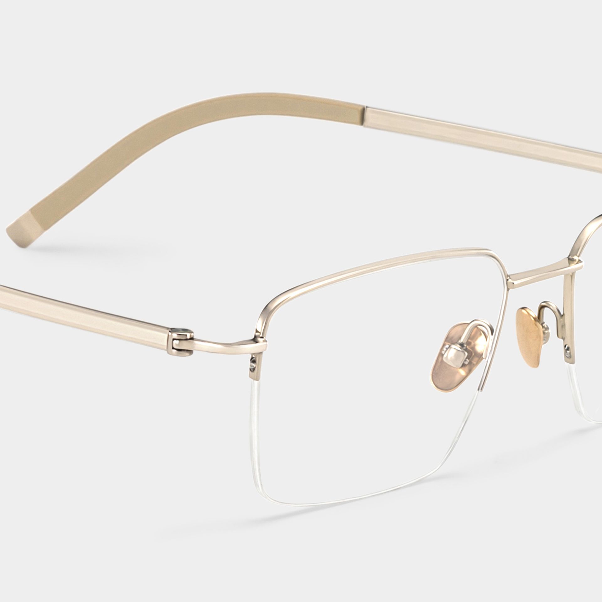 Carson Light Gold Semi Rimless Glasses in Titanium Frame | ZEELOOL5