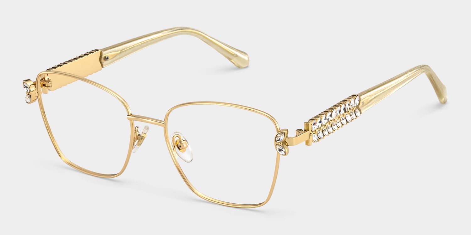 Rectangle Gold Eyeglasses- Ellie Metal Frame Glasses3
