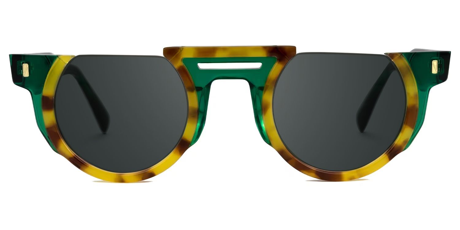 Mastin Round Tortoise Half Frame Sunglasses0