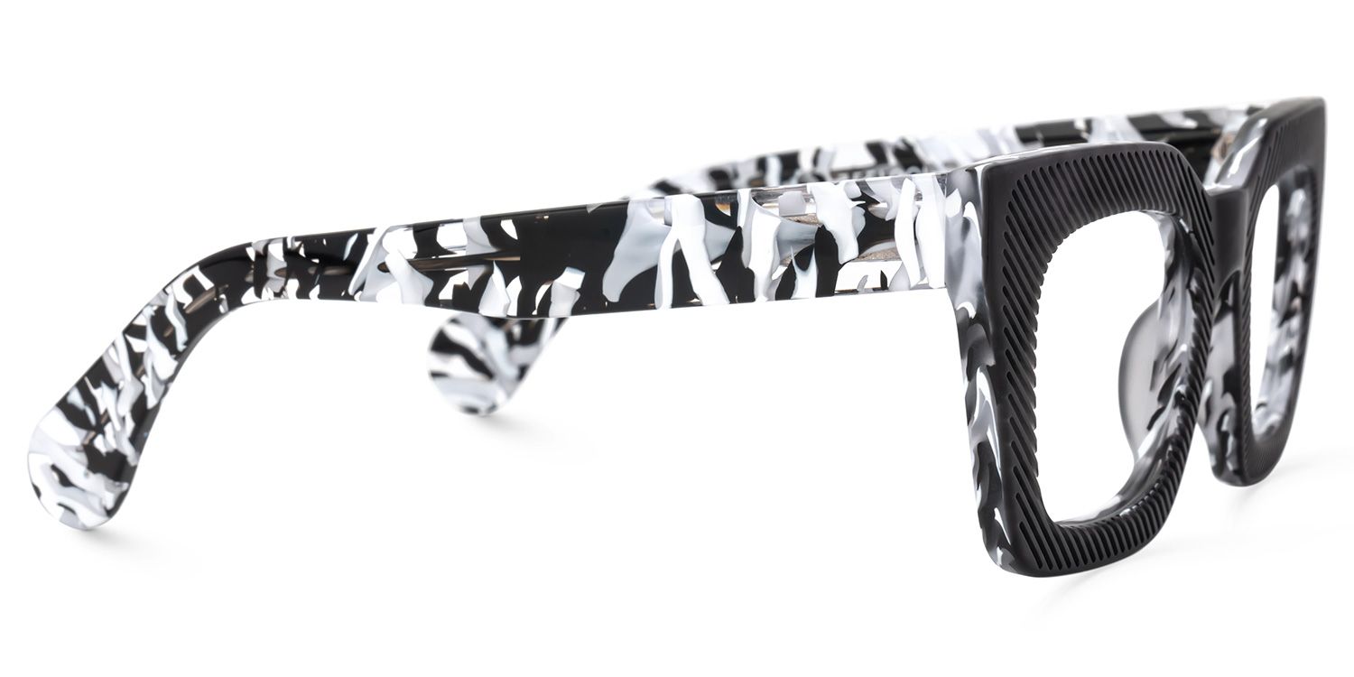 Thick Square Eyeglasses With Black Marble Color | Zeelool3