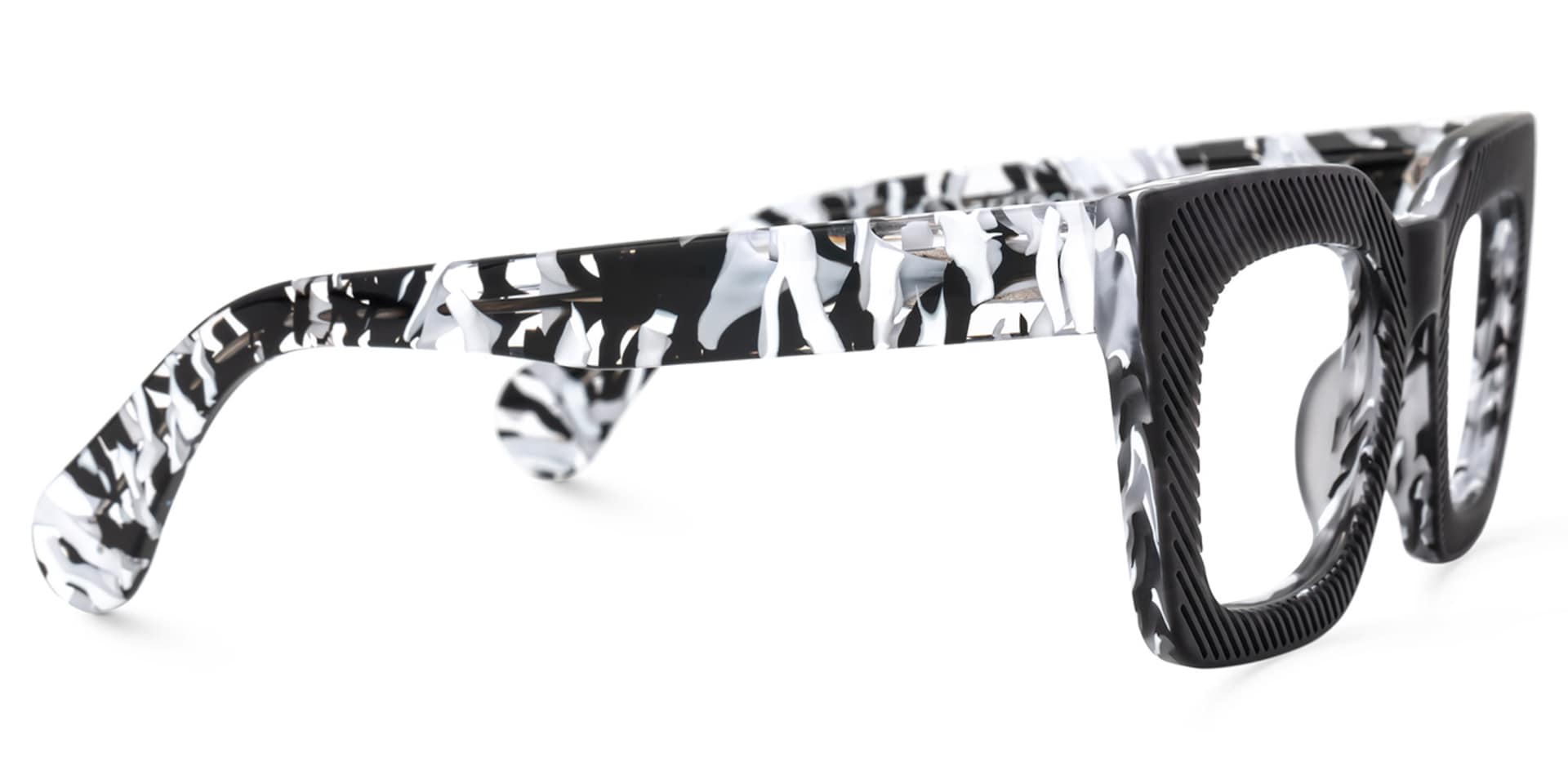 Thick Square Eyeglasses With Black Marble Color | Zeelool3