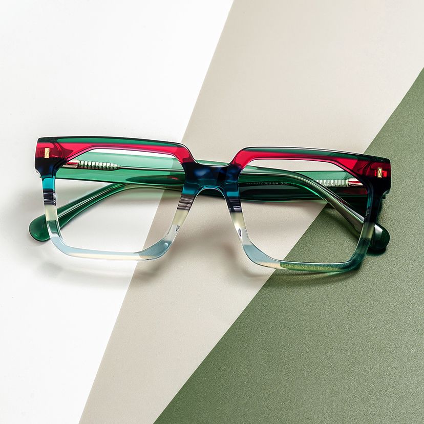 Laguer Rectangle Green Glasses