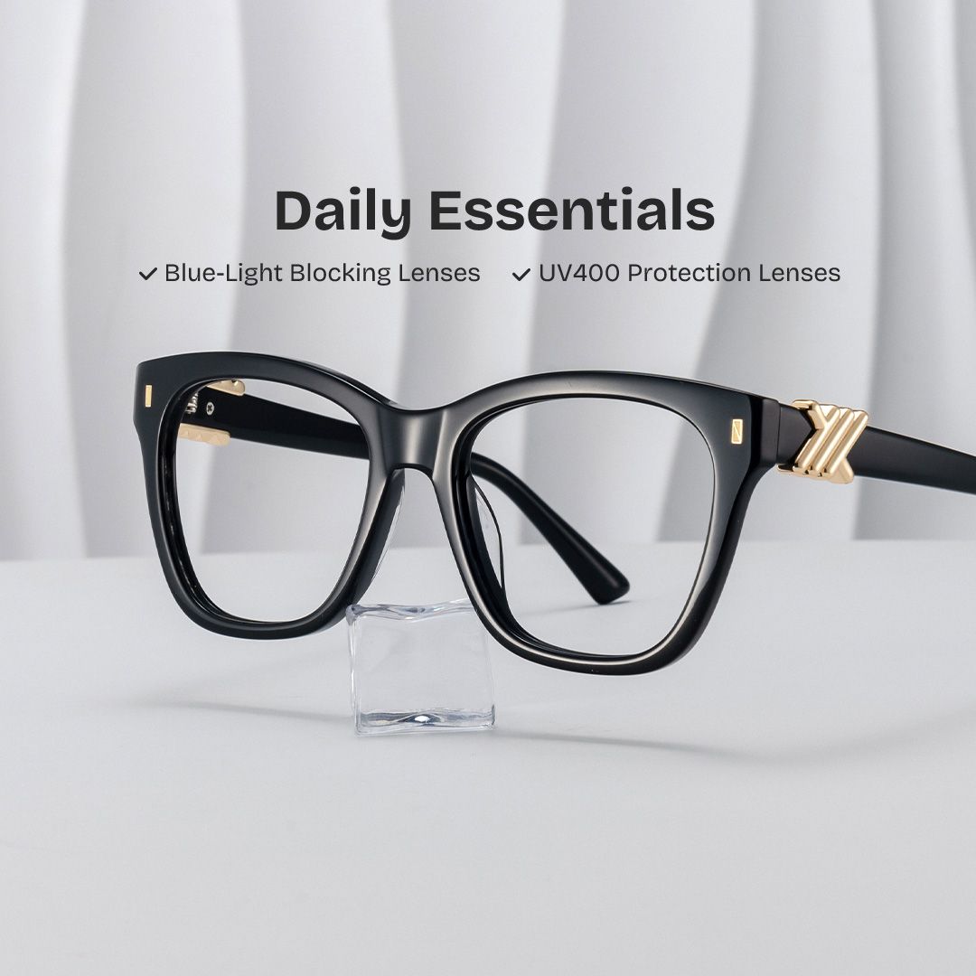 Square Black Eyeglasses- Mae Acetate Frame Glasses0