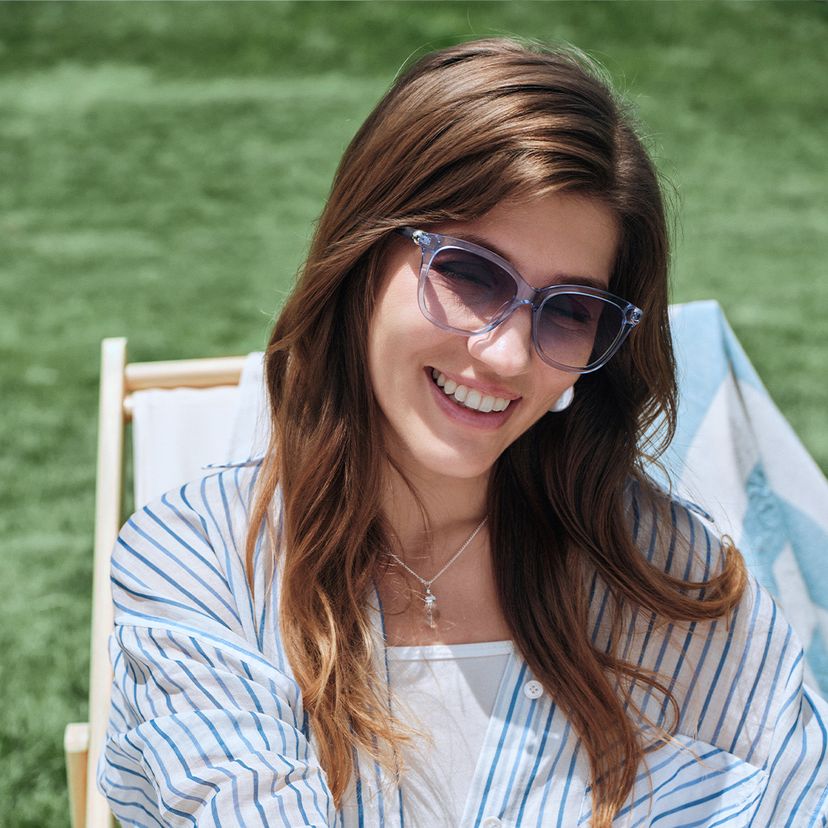Isabella Clear Blue Square Sunglasses