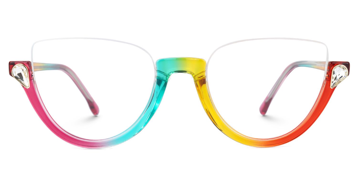 Felicia Cat-eye Clear Multicolor Half Frame Glasses0