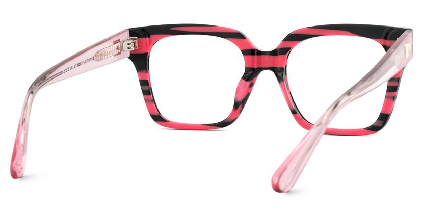 Stylish Black and Pink Glasses Black Thick Hipster Rectangle Tinted Sunglasses with Pink  main image 4