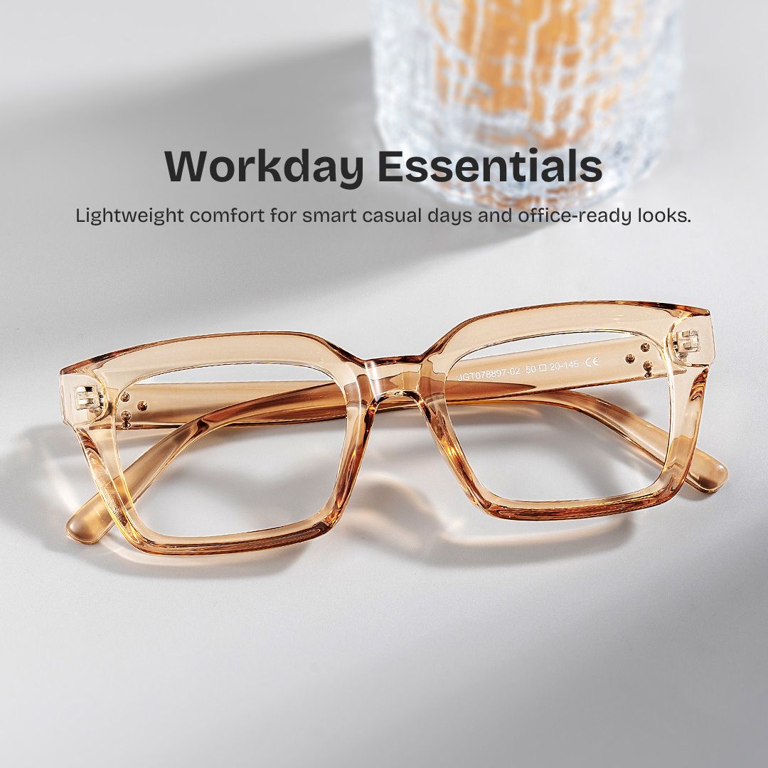 Grover Rectangle Eyeglasses and Beige Color Frames0