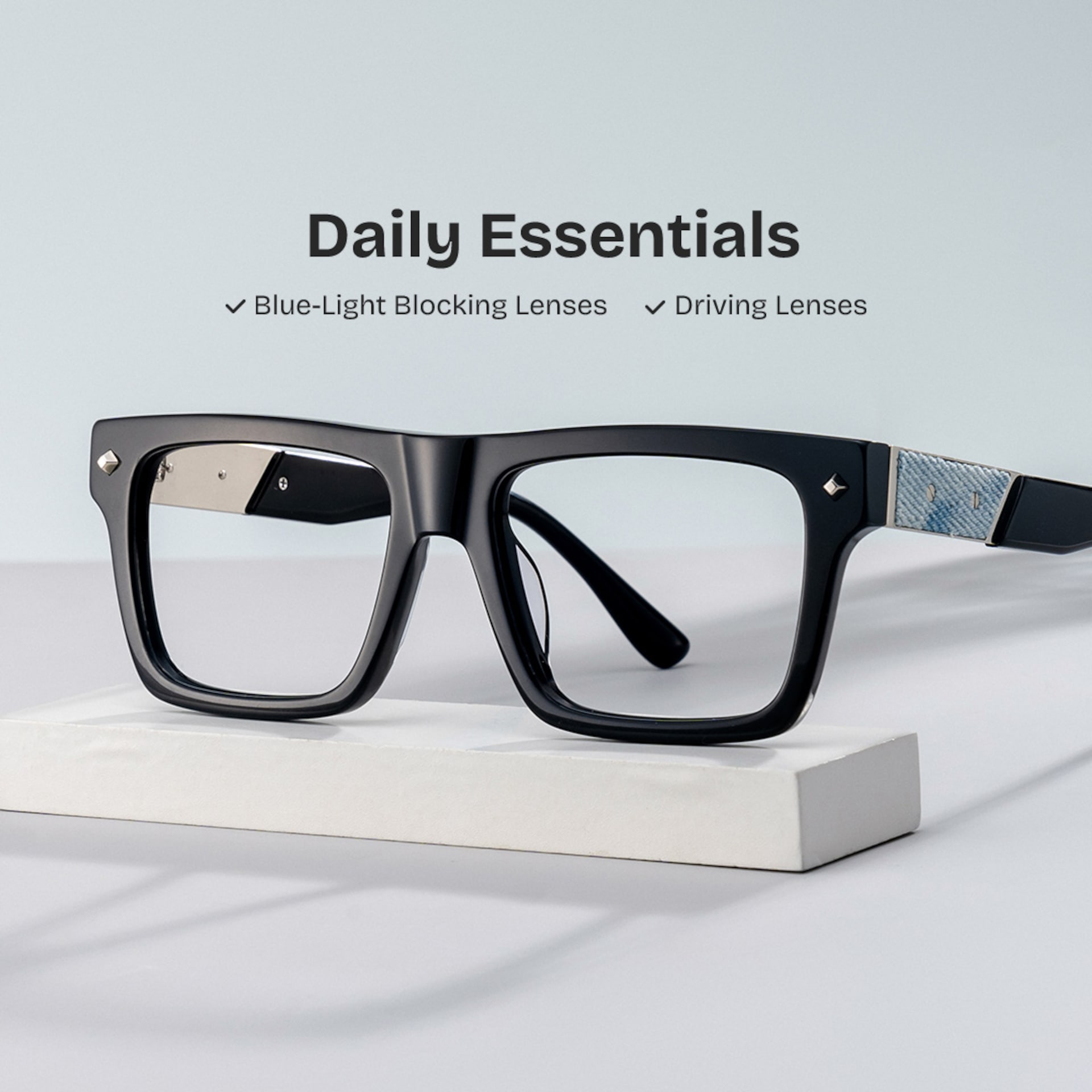 Trent Eyeglasses in Rectangle Black Frame | Zeelool0