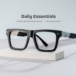 Trent Rectangle Black Glasses0
