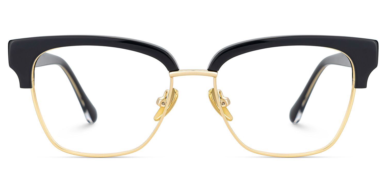 Browline Black Gold Eyeglasses- Ellis Mixed Frame Glasses2