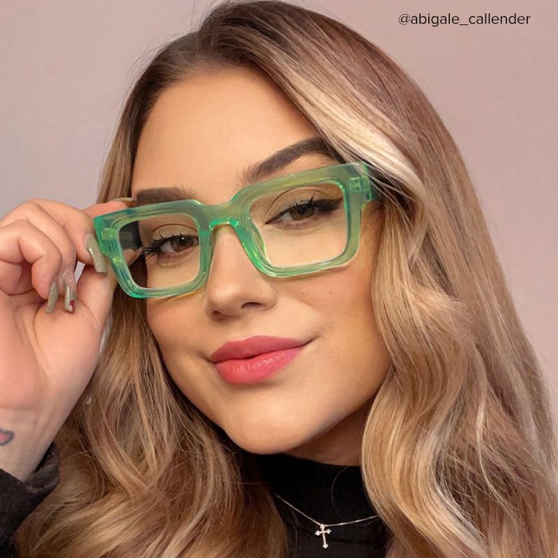 Glaucia Square Green Glasses | Zeelool Glasses4