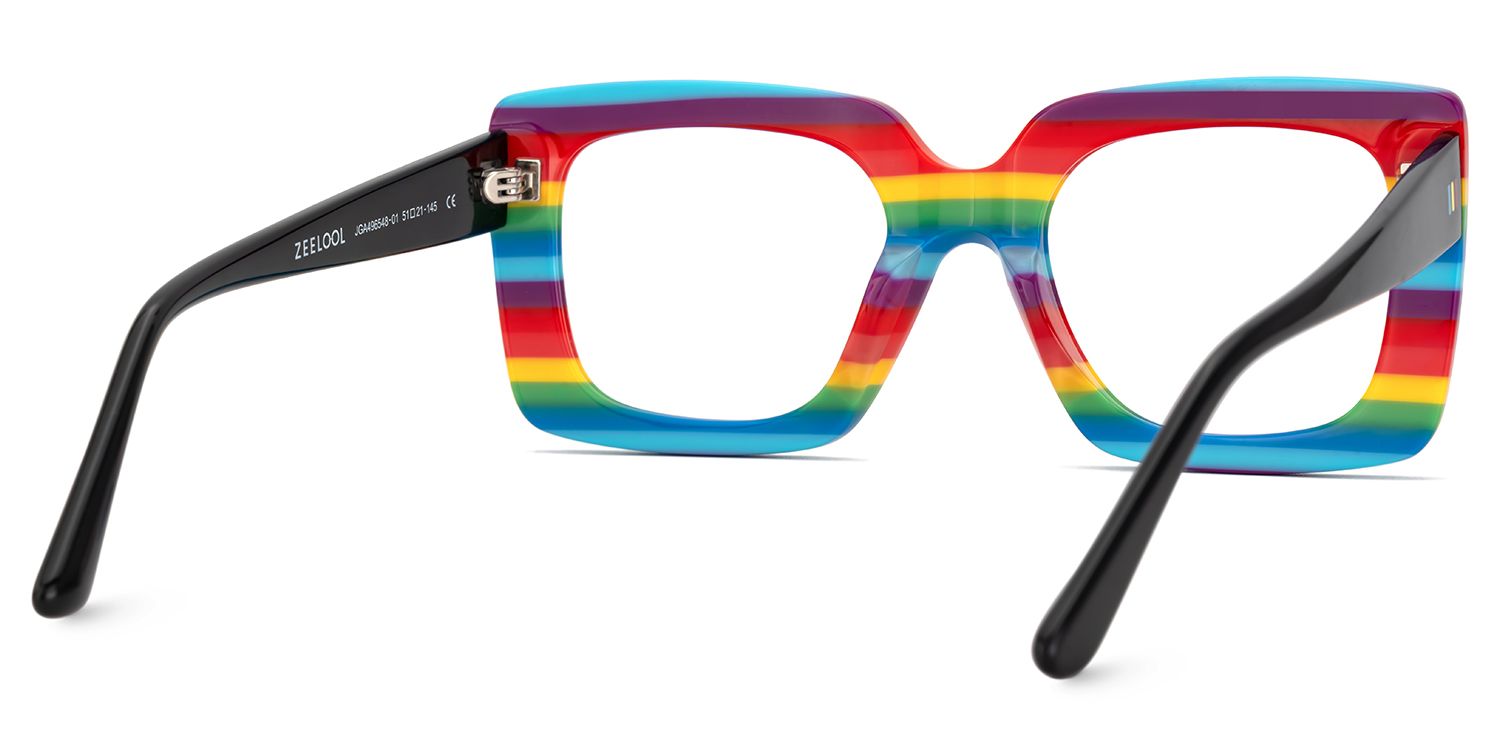 Dianna Rainbow Rectangle Thick Frame Glasses | Zeelool5