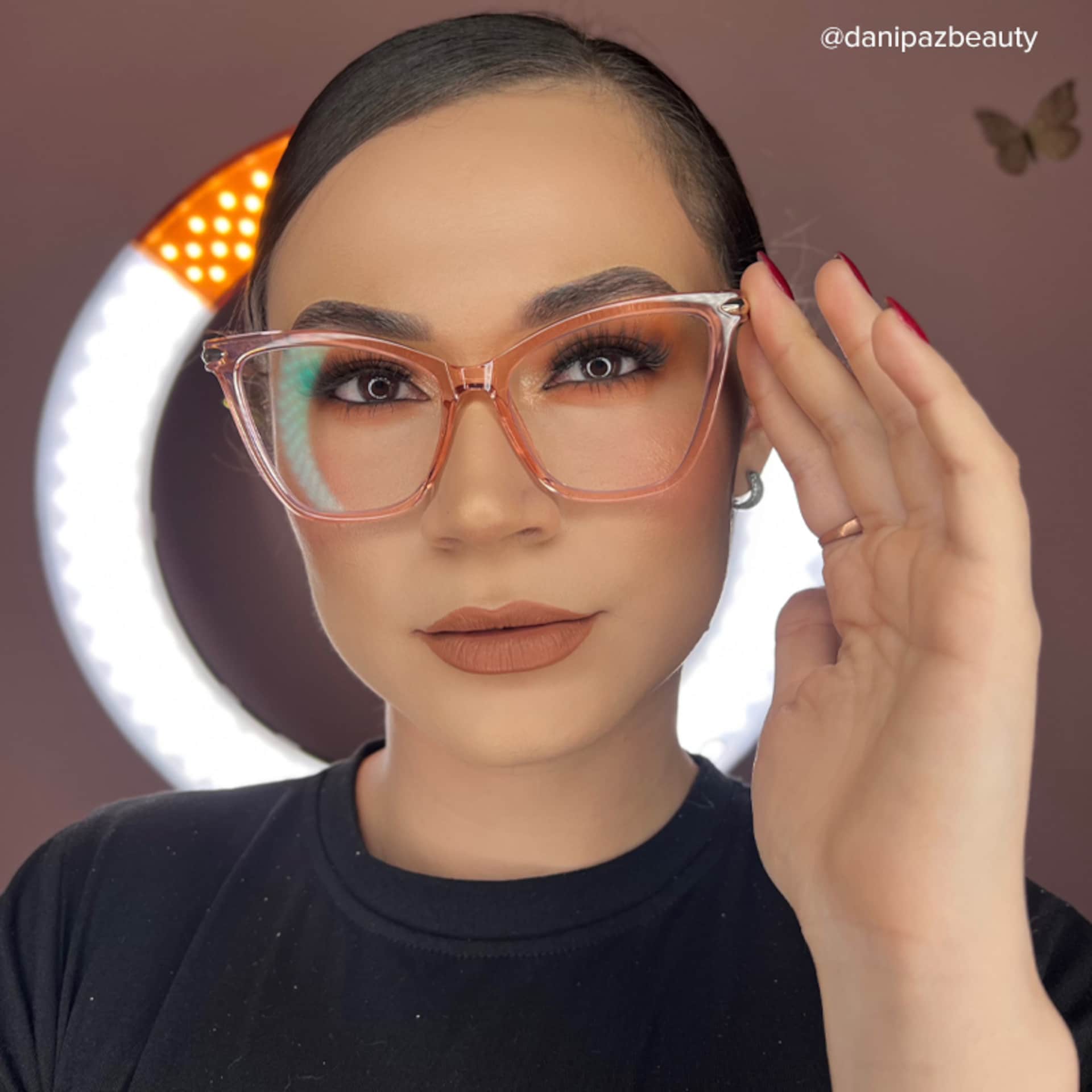 Hilary Butterfly Light Pink Transparent Eyeglasses6