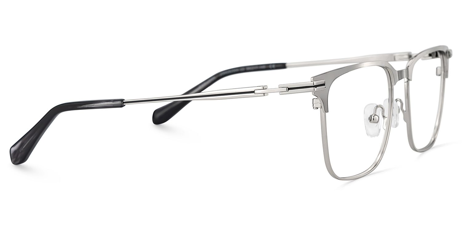 Marshall Silver Rectangle Prescription Glasses | Zeelool4