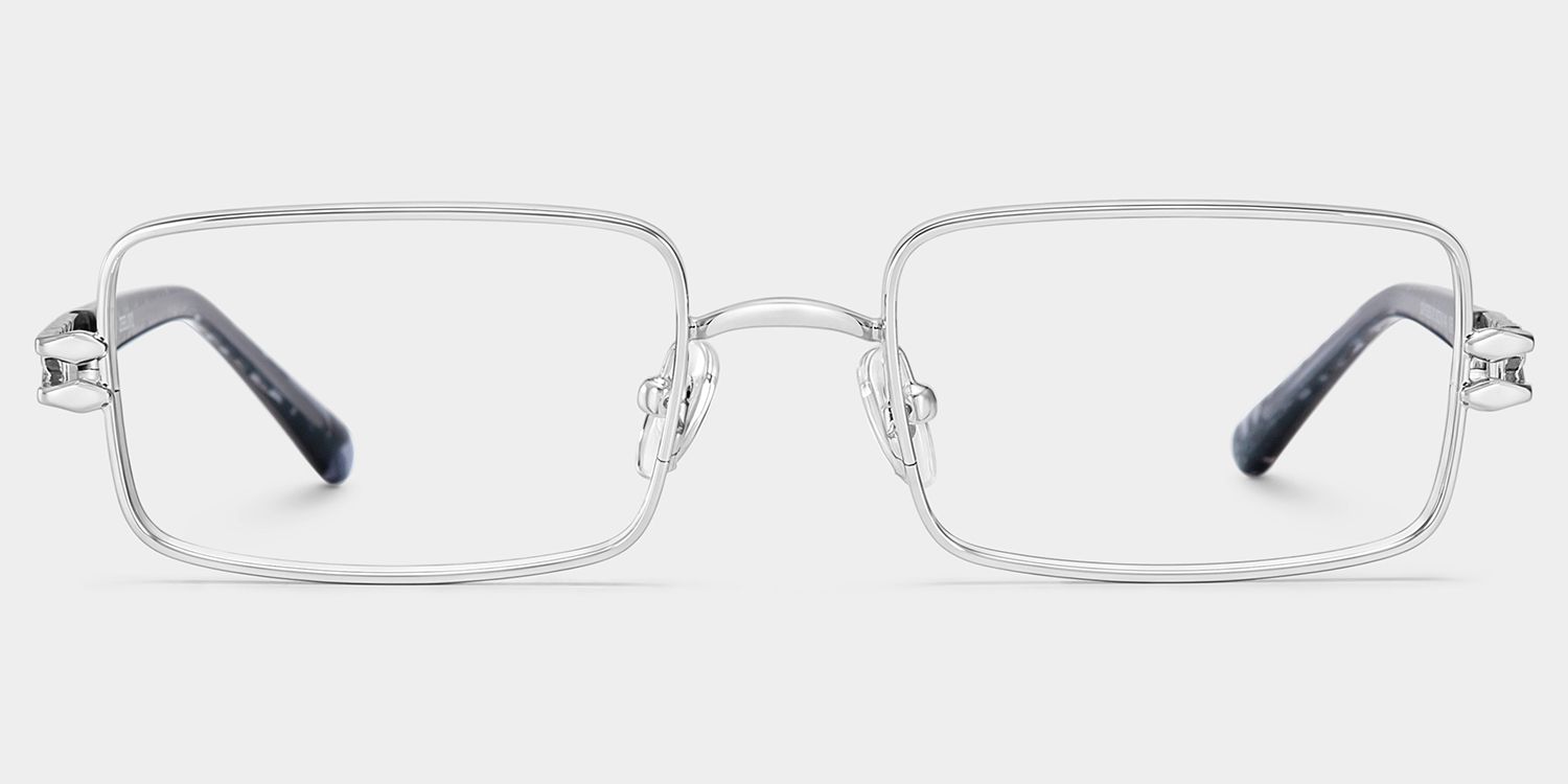 Olivia Silver Rectangle Glasses | ZEELOOL1