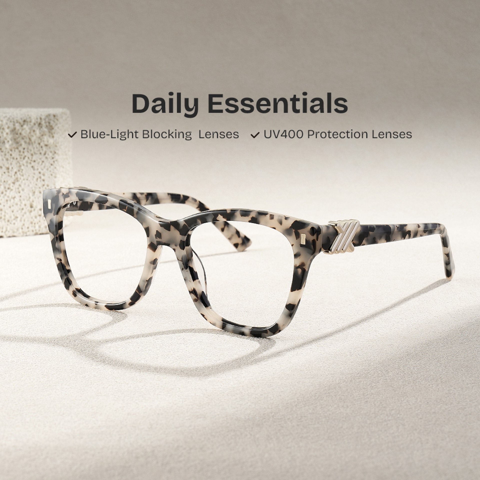 Square Tortoise Eyeglasses- Mae Acetate Frame Glasses0