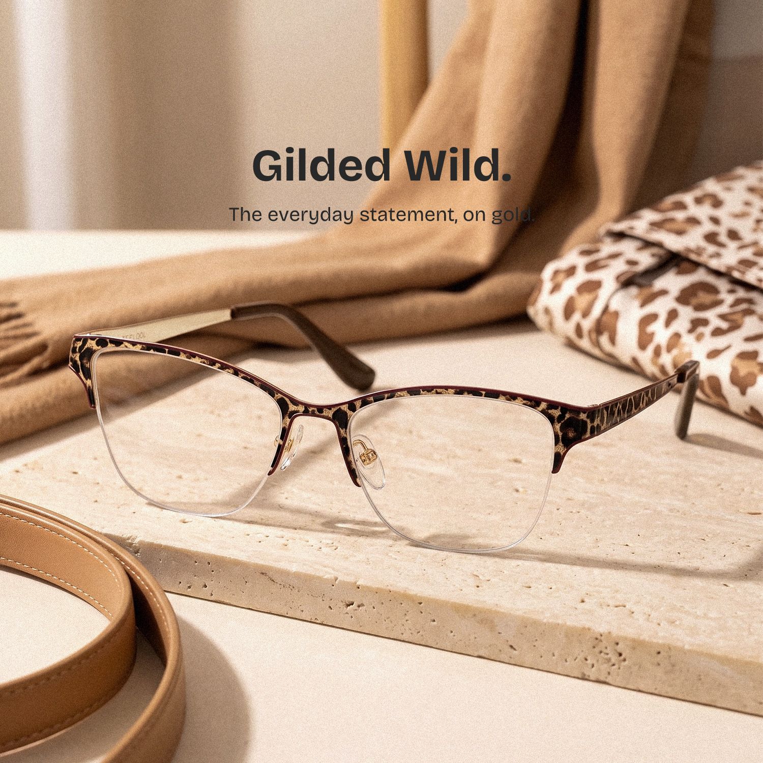 Dorian Brown Leopard Print Cat-Eye Glasses | ZEELOOL0