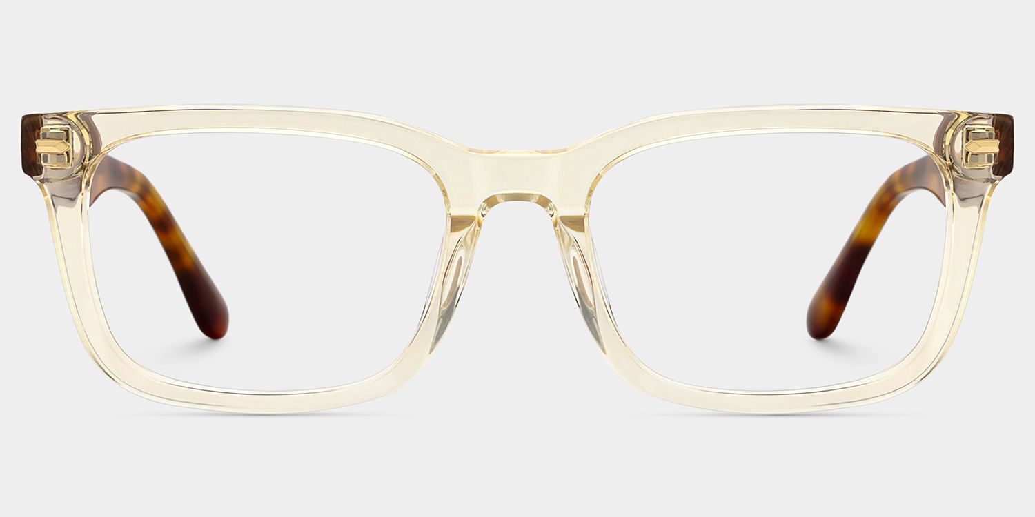 Patrick Clear Yellow Rectangle Glasses Frames for Men | ZEELOOL0