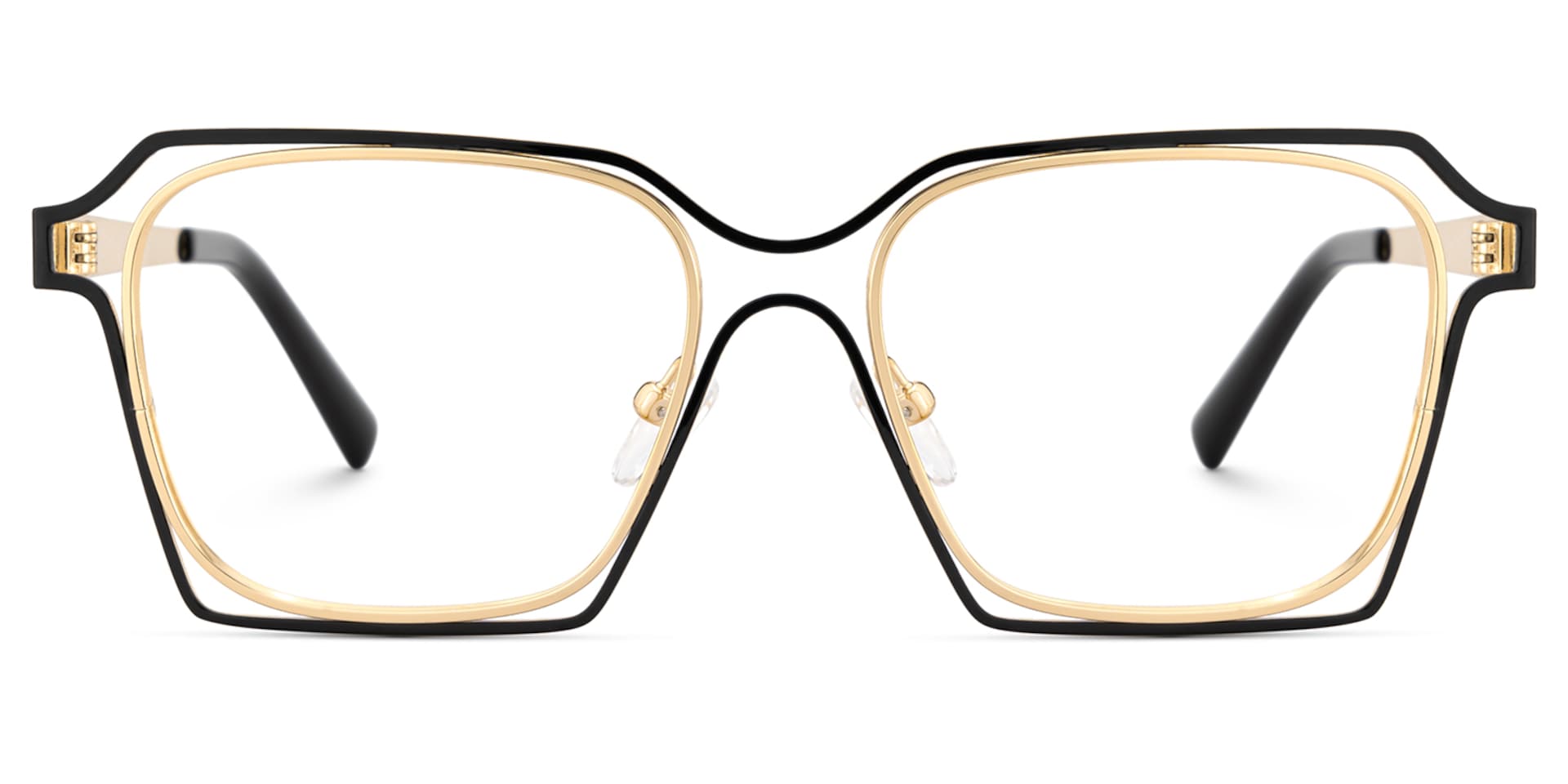 Foday Black Gold Frame Prescription Glasses with Geometric Shape1