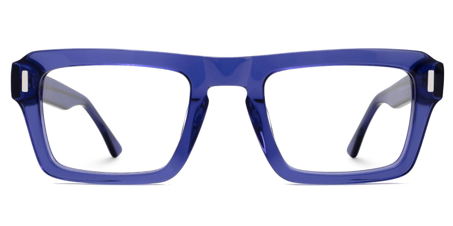 Tarloh Rectangle Translucent Blue Frame Glasses for Men0