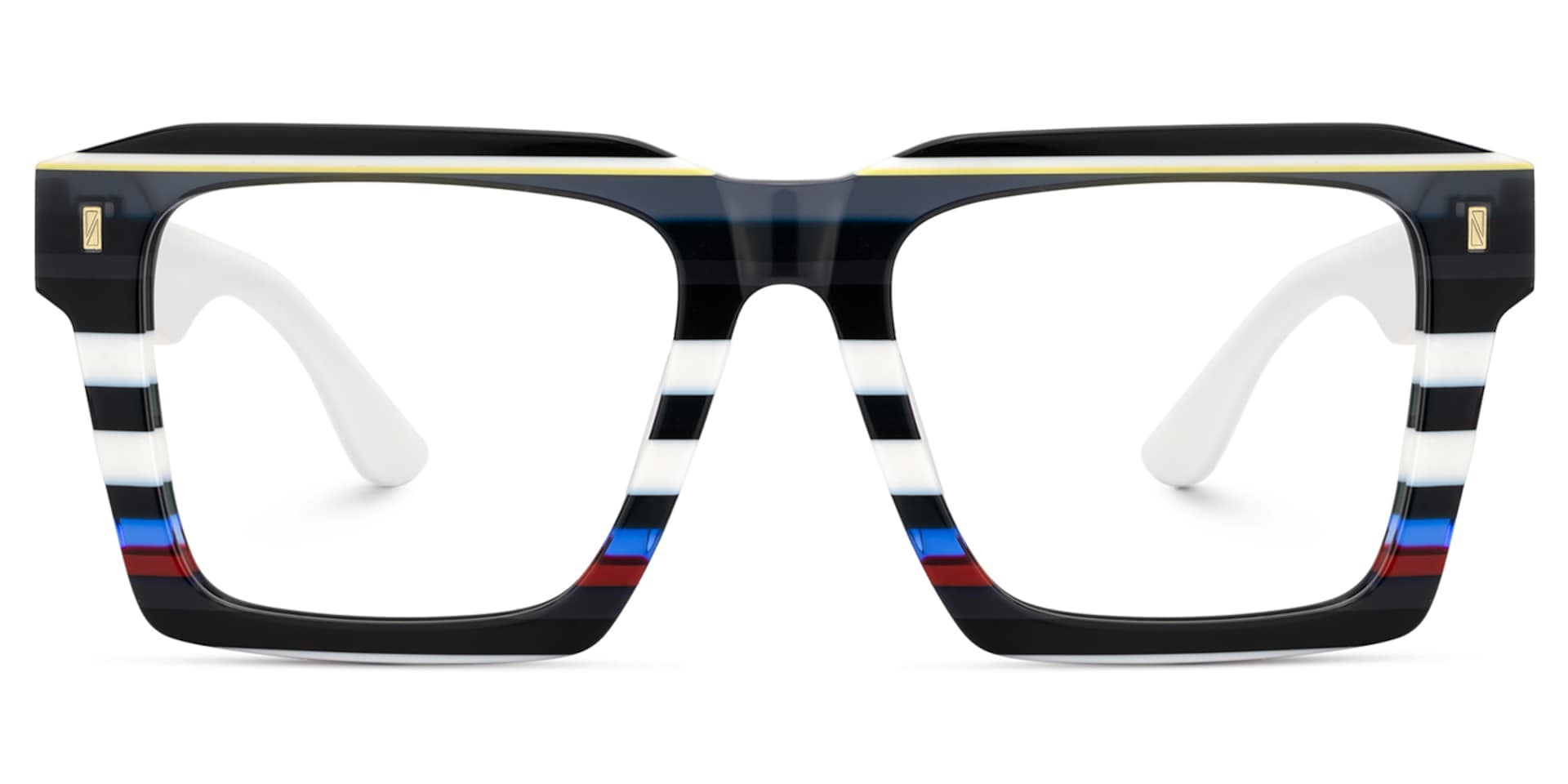 Big Square Eyeglasses Frames With Black and White Stripes1