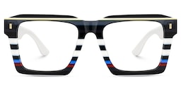 Kenish Square Black White Glasses1