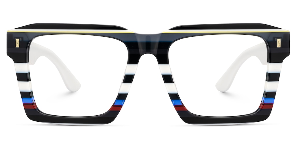 Kenish Square Black White Glasses