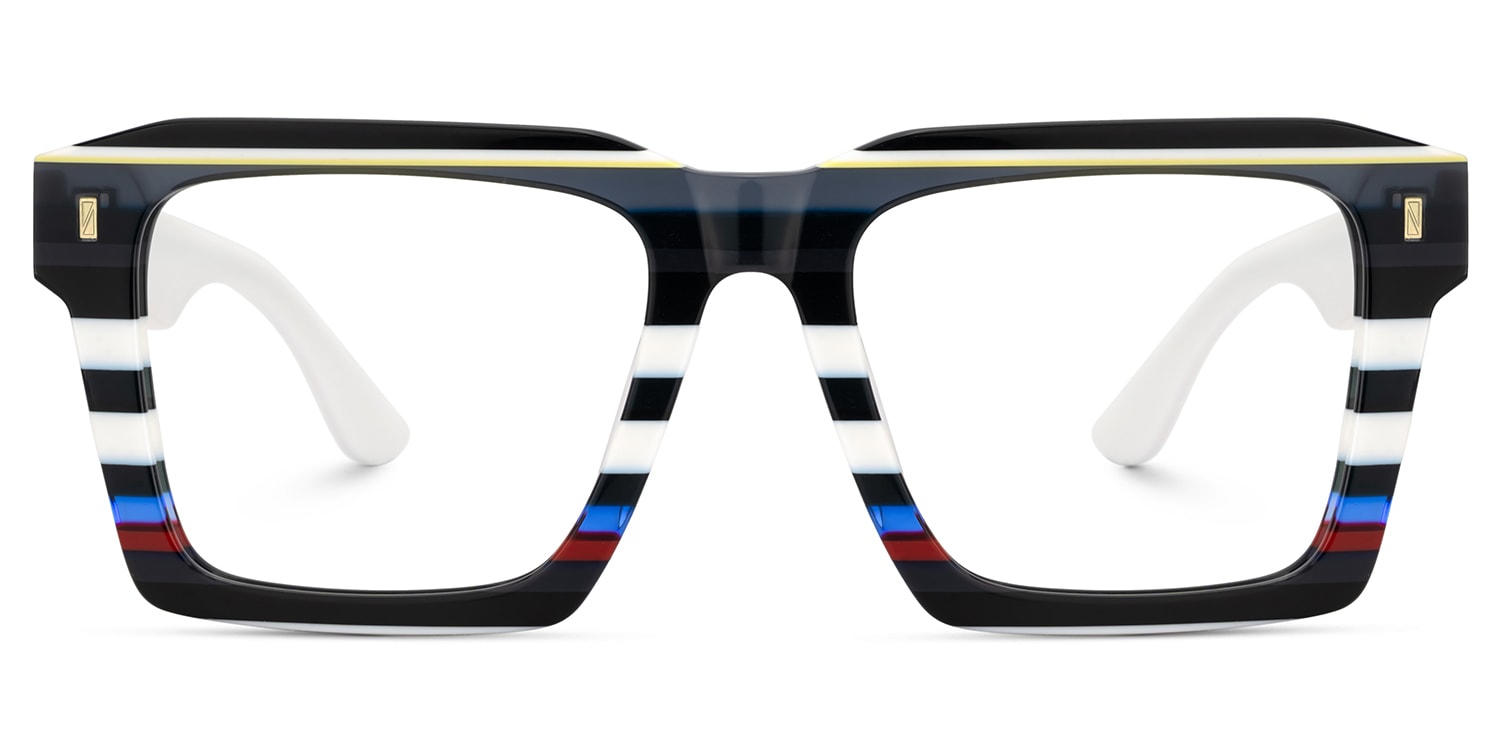 Kenish Square Black White Glasses