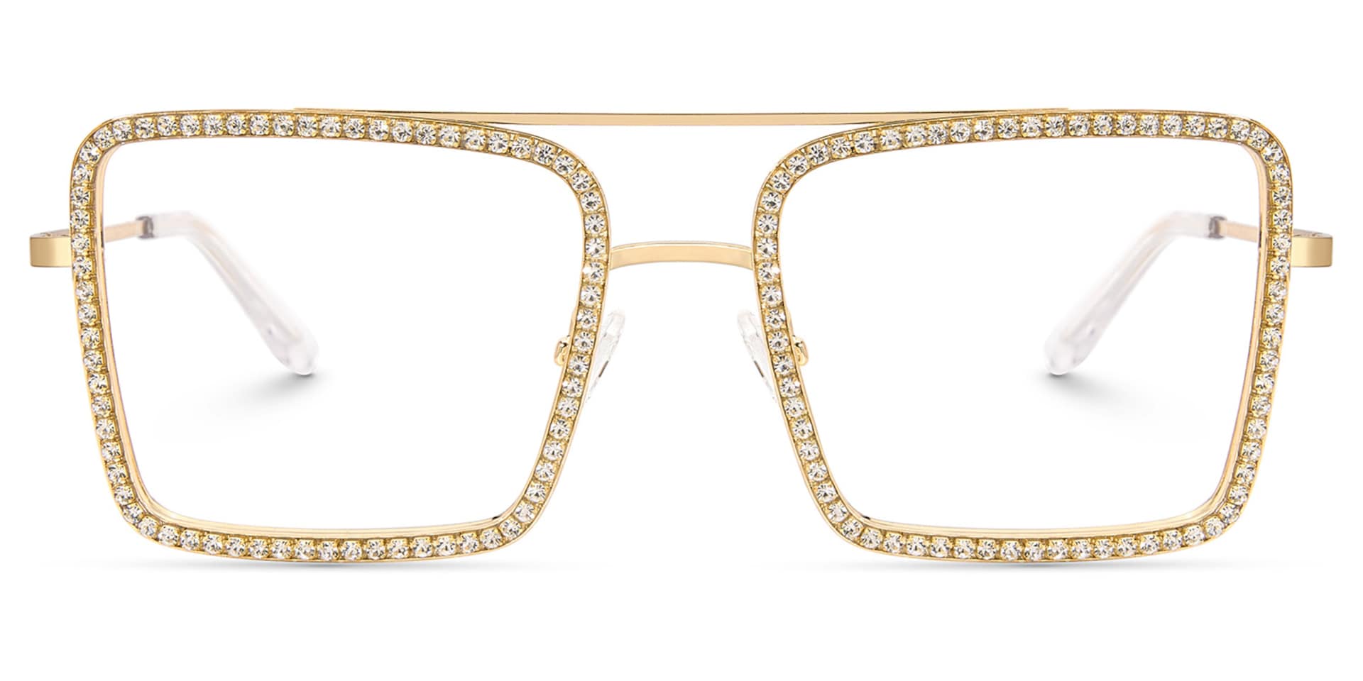 Diva Frame Glasses, Gold Glitter Sparkle Square Eyeglasses2