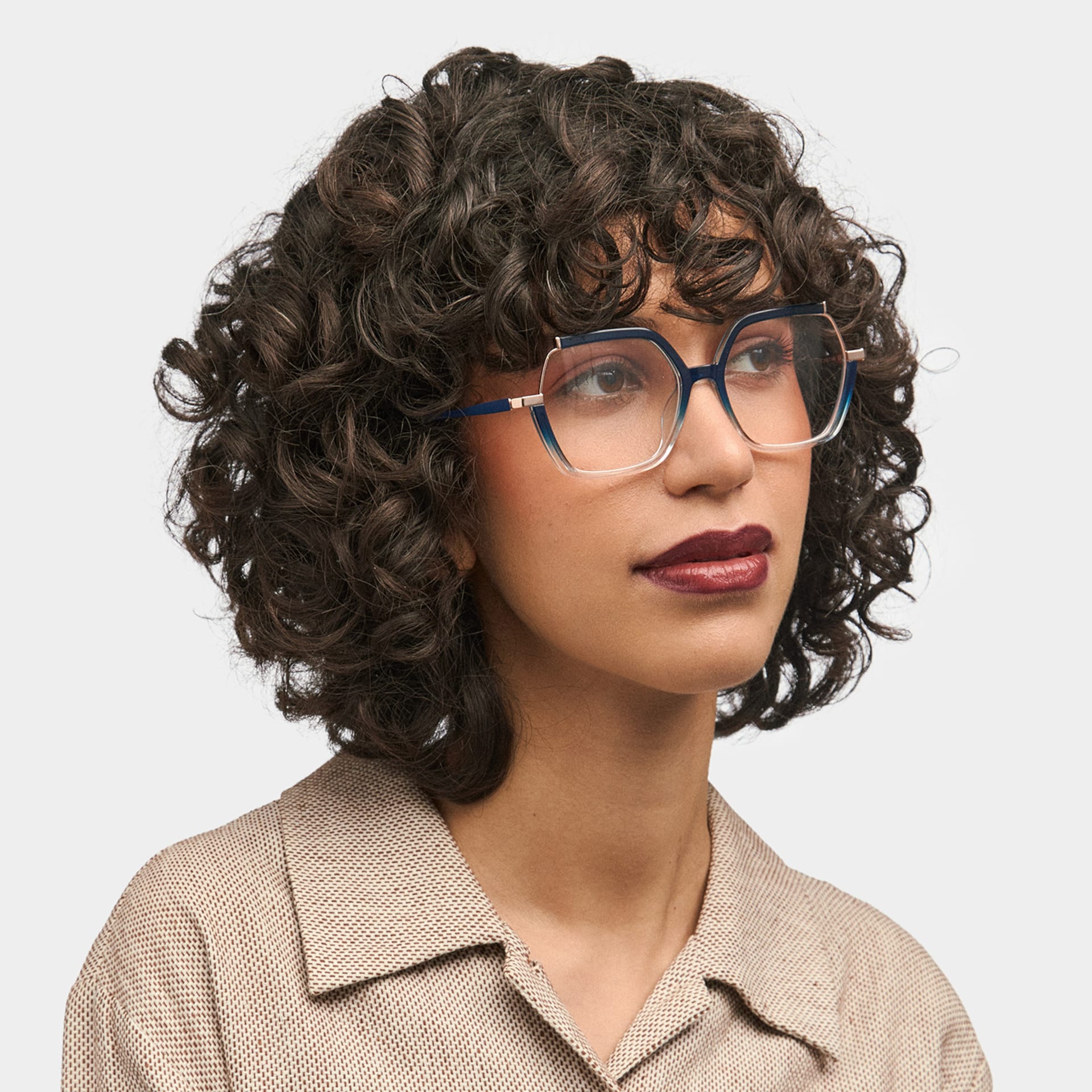 Alexia Mixed-Materials Square Blue Frame Glasses | Zeelool1
