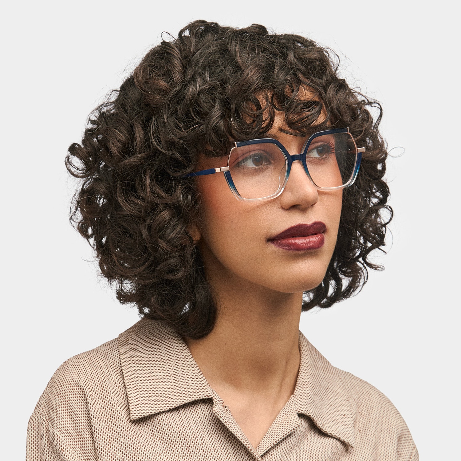 Alexia Mixed-Materials Square Blue Frame Glasses | Zeelool1