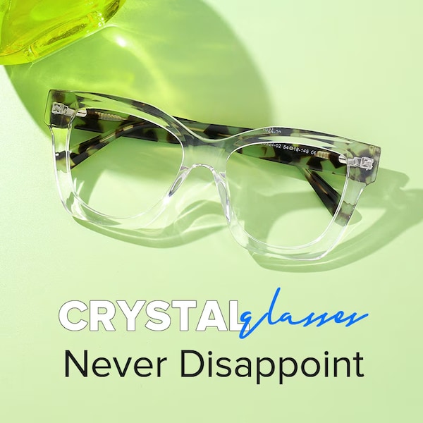 Square Augusta Crystal Glasses deals -Zeelool Glasses
