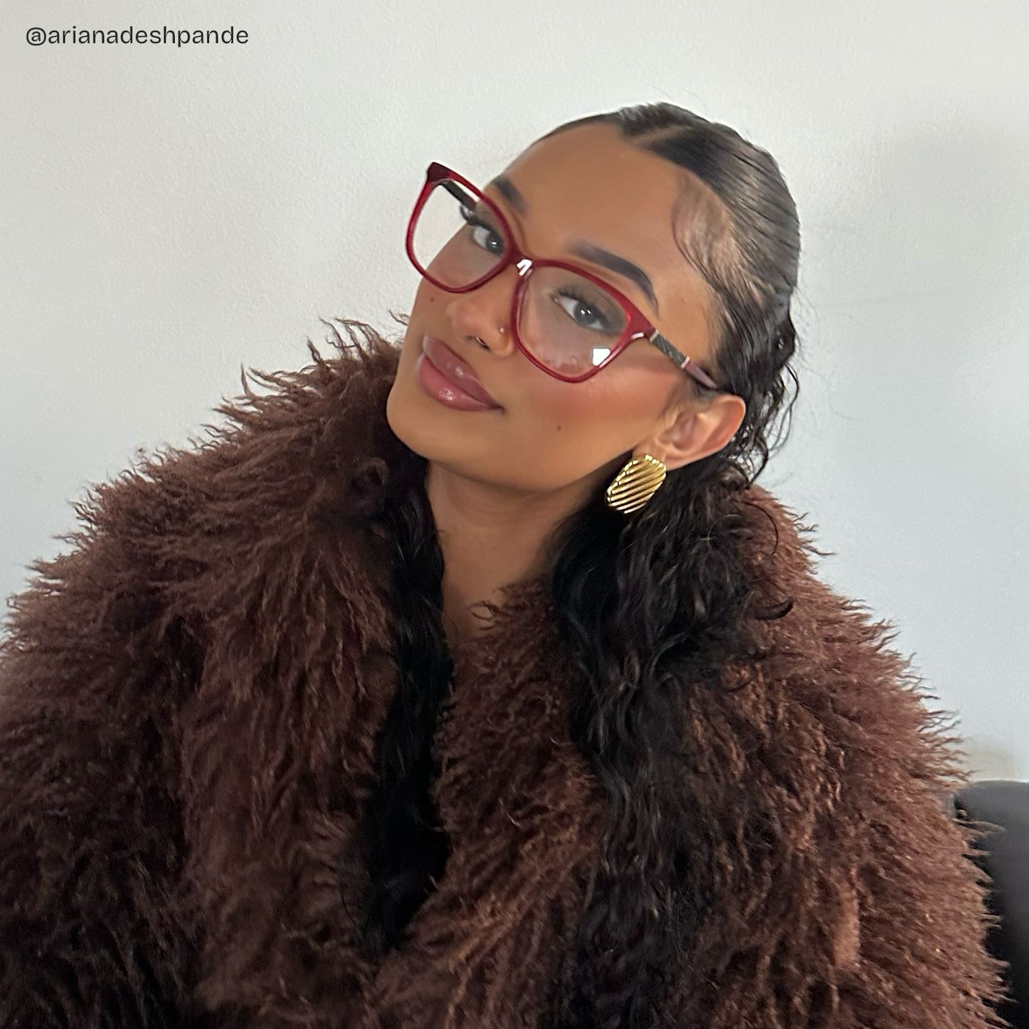 Finnian Red Square Glasses Frames with Black Glitter Fabric | ZEELOOL6