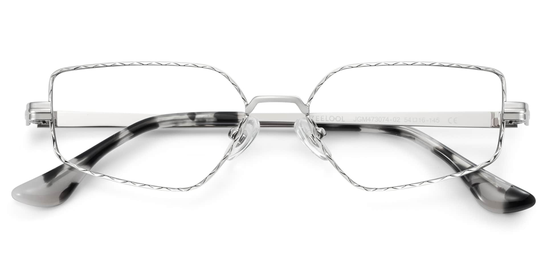 Rectangle Silver Eyeglasses- Lyle Metal Frame Glasses2