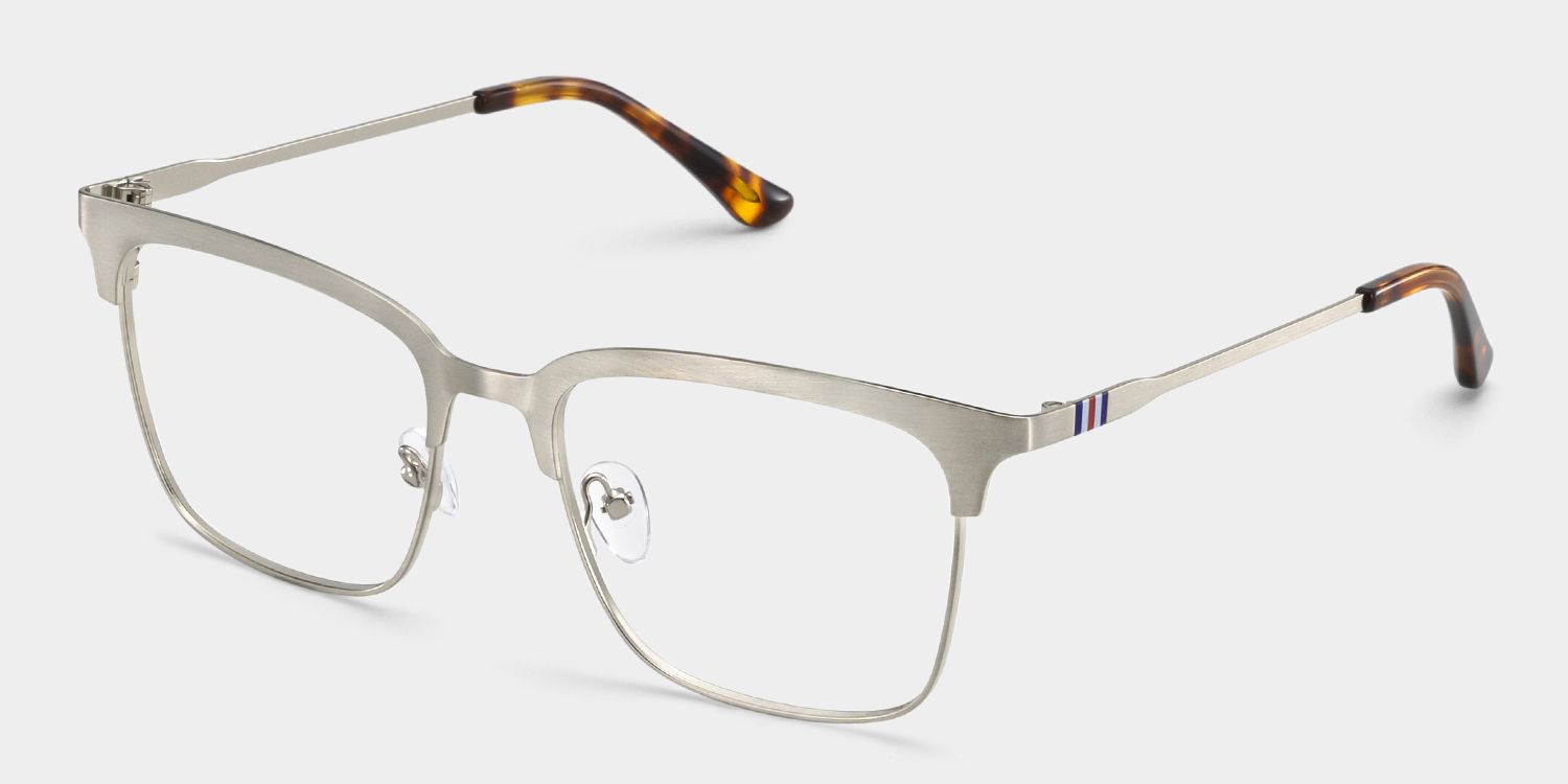 Cleo Silver Frame Glasses with Browline Frame Online | ZEELOOL3