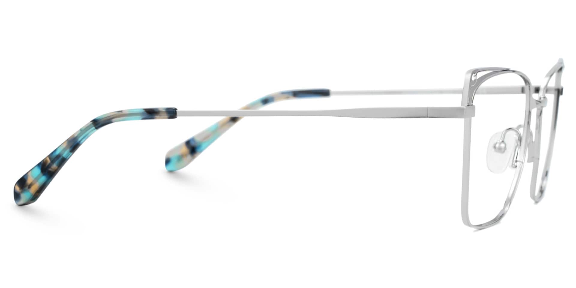 Rectangle Silver Metal Eyeglass Frames | Zeelool2